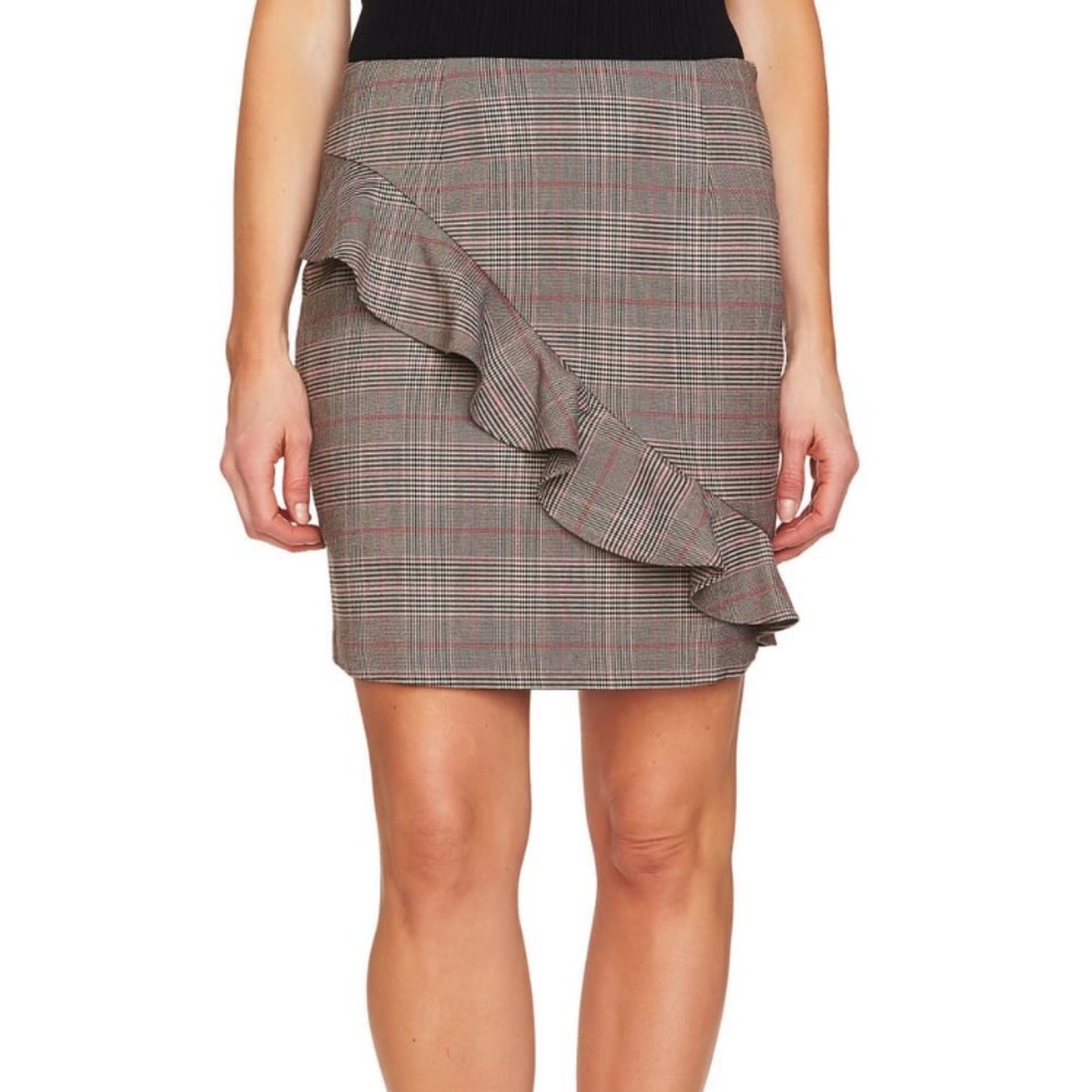 Plaid Ruffle Mini Skirt Preppy Fall Style Glen Plaid CeCe NWT Size 10/12